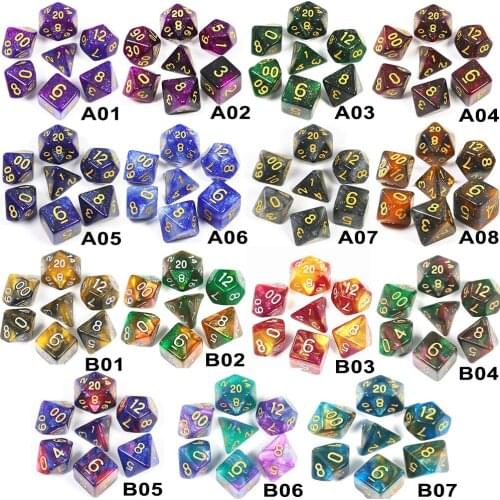 Dice Set of D4 D6 D8 D10 D12 D20 Delicate Creative Universe Galaxy Theme for TRPG DND Board Game 7PCS