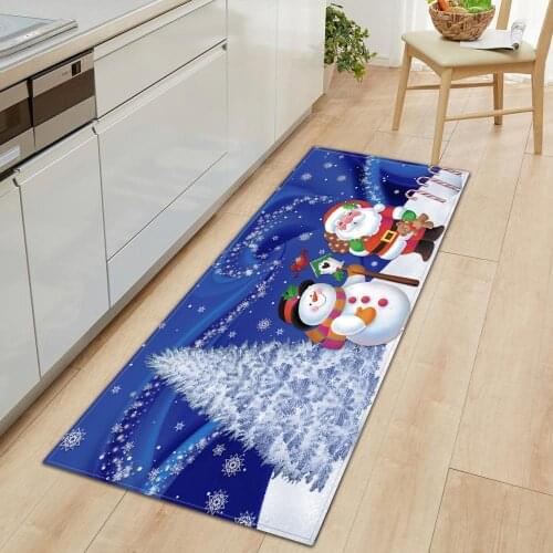 Santa Claus Christmas tree pattern non-slip mat restaurant kitchen mat home decoration bedroom carpet entrance door mat