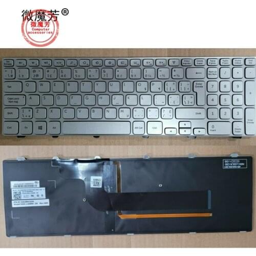 New French FR Laptop Keyboard for Dell Inspiron 15 7537 7000 P36F with backlight silver 15-7000 Series