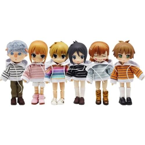 Candy Colors DOD BJD Doll Clothes Stripe Sport Sweater Shirt for GCS,ob11,Mollys,obitsu11 1/12bjd Doll Clothing Accessories