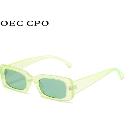 OEC CPO Fashion Small Rectangle Sunglasses Women Popular Fashion Candy Color Eyeglasses Men Square Glasses Trend Shades UV400