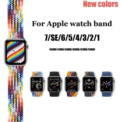 Braided Solo Loop strap For Apple watch band 44mm 40mm iWatch band 6/SE/5/4/3/2 Nylon Elastic bracelet for apple watch 42mm 38mm