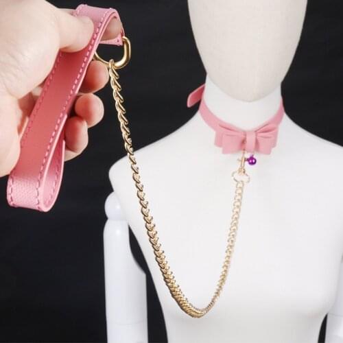 Bandage Collar and Leash Sex Chain Slave Neck Collar for Women Fetish Bdsm Sexual Toys Collars for Couple Sm Play Sex Restraints