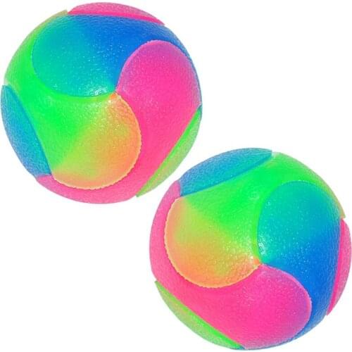 Practical Light Up Dog Balls Flashing Elastic Ball Glow in the Dark Interactive Pet Toys for Puppy, Cats, Dogs 2 Inch (2x Balls)