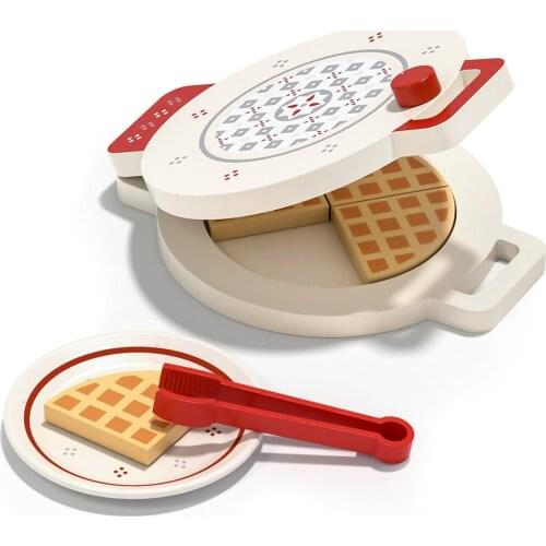 Robotime Waffle Maker Wooden Kids Kitchen Pretend Play Pancake Toy Kitchen Toy for Children Perfect Gift