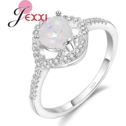 Luxurious True Love Blue Crystals Paved Real 925 Sterling Silver Promise Rings For Women Female Sweet Birthday Gifts