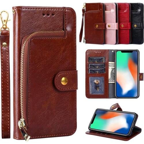 Luxury Flip Leather Zipper Wallet Y7 Pro 2019 Case For Huawei Y7 Pro 2019 Cover for Fundas Huawei Enjoy 9 Button Cases Coque