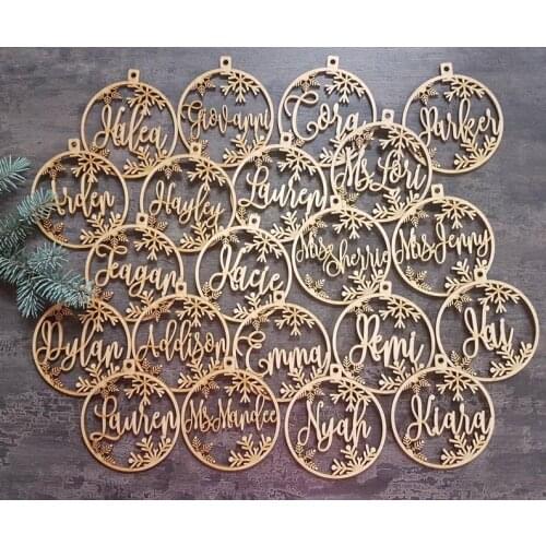 Wood CHRISTMAS tree baubles, custom baubles, personalized CHRISTMAS baubles