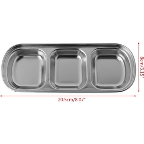 P15D Stainless Steel Assorted Salad Sauce Dipping Dish Tray Bowl Kitchen Tableware