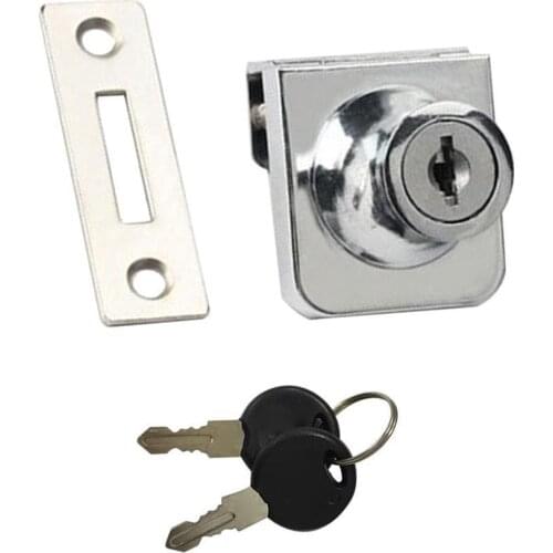 1Set Zinc Alloy Lock Glass Display Cabinet Showcase Door 2 with Lock Window Home Supplies For 5-8mm Accessories Keys Glass K6I8