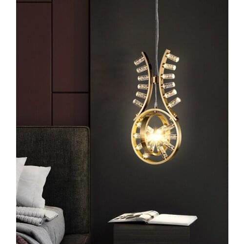 LED Copper Luxury Pendant Lights Restaurant Bedroom Aisle Porch Villa Corridor Personality Creative Acrylic Suspension Luminaire