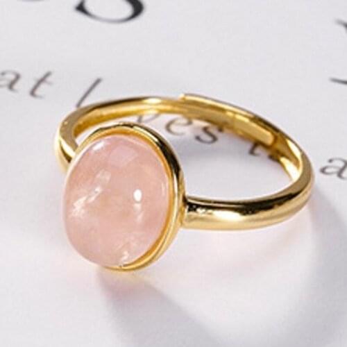 Top 100% real S925 pure silver plated ring for woman inlay with natural powder crystal fresh and sweet 925 silver female rings