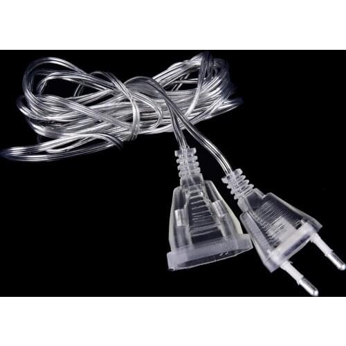 3M Extender Transparent Wire EU plug/US plug for LED String Christmas Lights Garden Home Garland Party Festival Decotation