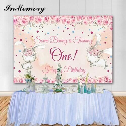 InMemory Baby Shower Backdrop Some Bunny Baby 1st Birthday Party Photo Background Photography Vinyl Banner Decorations Photocall