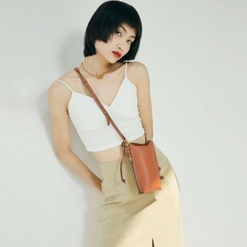 Popular Practical Women Messenger Bag Solid Color Cowhide Fashion Shoulder Bag Slung Multi-purpose Mobile Phone Cross-body Bag