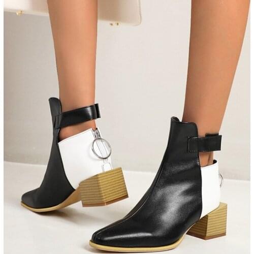 Maogu Boots Women Autumn Winter 2021 New Ankle Boots High Heels Zipper Short Boots Feminine Shoes Square Heel Womens Booties