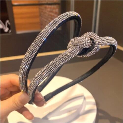 Women Light luxury hairbands simple headdress fashion diamond-studded satin sponge hairbands female
