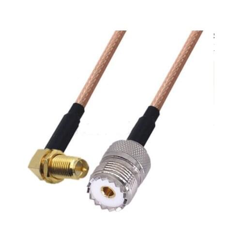 RP-SMA Female Right Angle to UHF PL259 Female Connector Pigtail Jumper RG316 Cable 50 ohm