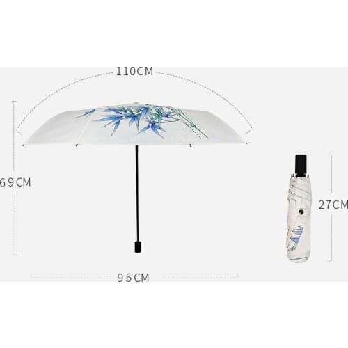 Print Flower Umbrella Blue R Sunny and Rainy Women Non-automatic Umbrella Novelty Double LayeIns Wind Resistant Umbrella B65