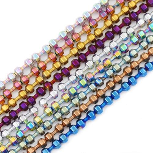 10pcs Blue,Gold,Green,Purple Dumbbell Shape Hematite 15x6MM Natural Stone Loose Beads For Jewelry Making Diy Bracelets Pendant