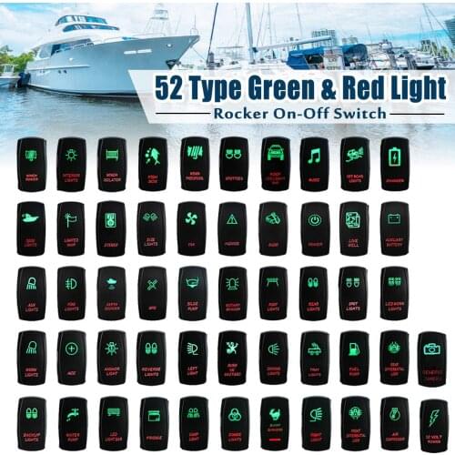 12V 24V Car Boat Rocker Switchs 5 Pins Dual LED Green Red Lights Rocker Switch Button for Marine Caravan 4x4