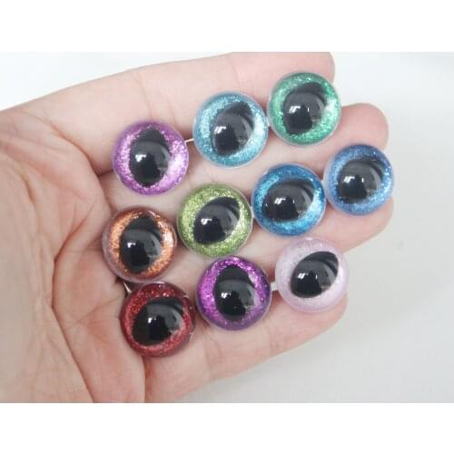 200pcs new 13&14&15&18mm plastic clear safety toy cat eyes + glitter Nonwovens + hard washer for plush animal toy materials