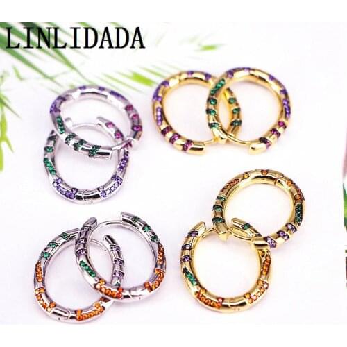 3Pairs New Arrived Multicolor CZ Charm Earrings Oval Hoop Earrings Trendy Wedding Party Gifts