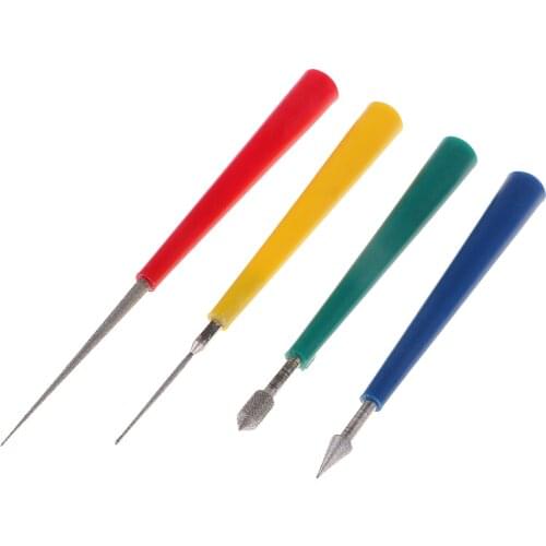 4pcs Anti-slip Grip Handle Diamond Tipped Bead Reamer Set Polishing Beading