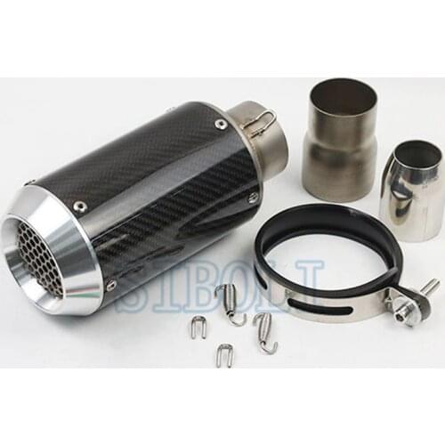 61MM Universal Motorcycle Exhaust Muffler Racing GP Exhaust Carbon Fiber Pipe Mufflers Escape Moto With Sticker SC023