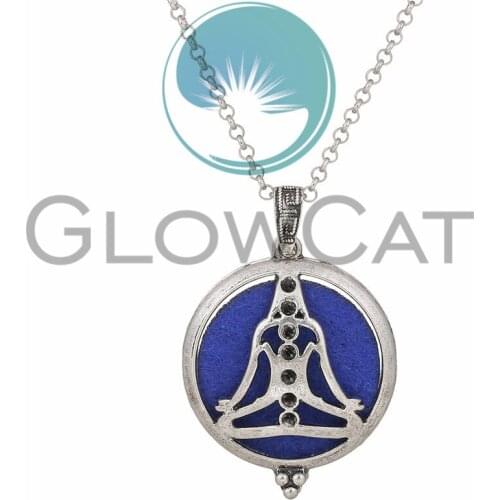 Antique Aroma Diffuser Yoga Charkra Meditation Vintage Lockets Pendant Perfume Essential Oil Aromatherapy Locket Necklace