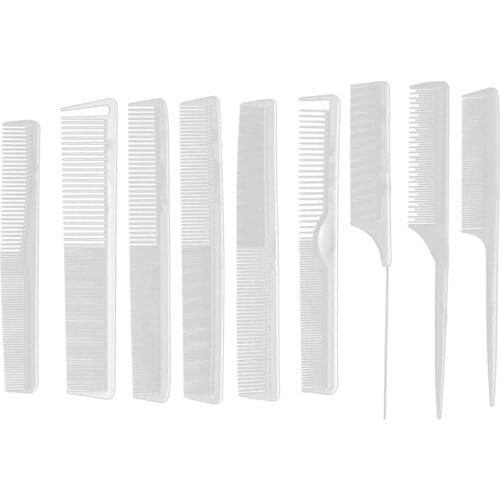 White Hair Comb Set Anti-static Fine Comb Hairdressing Barber Comb for Cutting and Hair Styling Sectioning Highlight Comb