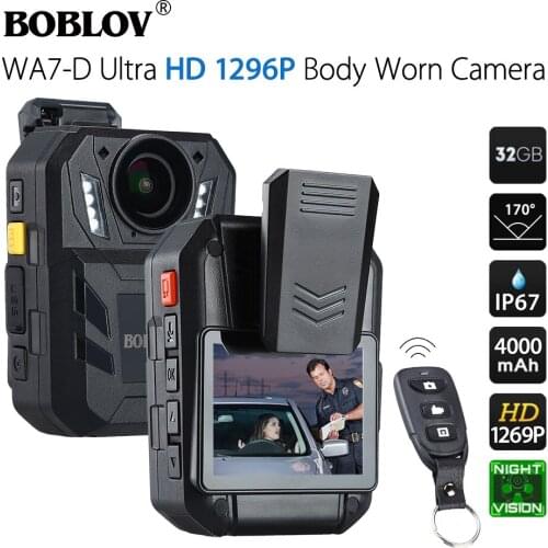 BOBLOV WA7-D 32GB Police Camera Ambarella A7 4000mAh Battery Mini Comcorder DVR HD 1296P Remote Control Body Cam Policia