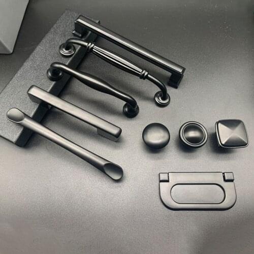 Black Aluminum Alloy Kitchen Cabinet Handles Dresser Drawer Pulls Cupboard Wardrobe Door Knobs Furniture Handle Hardware