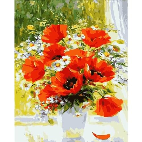 Home Decoration Wall Painting Factory Wholesale Accept Booking Pretty Poppies Painting By Numbers