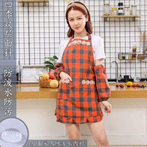 Apron female home kitchen cute Japanese Korean fashion work clothes skirt waist waterproof and oil-proof overalls adults