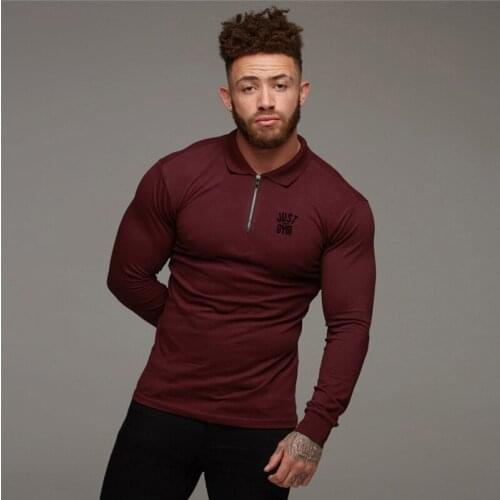 Just Gym Brand Bodybuilding Polo Shirts Men Slim Fit Long Sleeve Polo homme Fitness quick dry Autumn Turn Collar Polo shirt