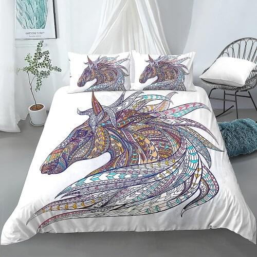 Boho Horse Head Pattern Quilt Cover Duvet Cover And Pillowcase 2/3Pcs Bedding Sets Comforter Duvet Cover Set