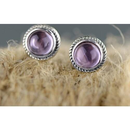 2018 Top Fashion Brinco Wholesale Joker Concise Fully Amethyst Gems Little Earrings Hand Carve Patterns Or Designs On Woodwork