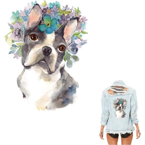 COSBILL Iron On Stickers Cute Dog Patches For Clothing Watercolor DIY Washable Appliqued For Clothes Heat Transfers Y-092
