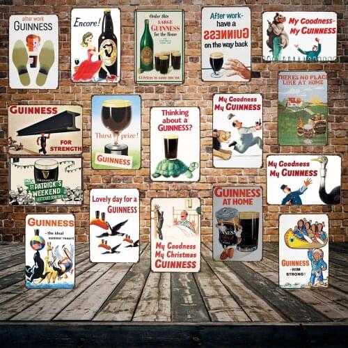 [ WellCraft ] Guinness Metal Poster Wall Plaque BEER Mural Painting Antique Tin Sign Gift Vintage Craft Tourist souvenir FG-209
