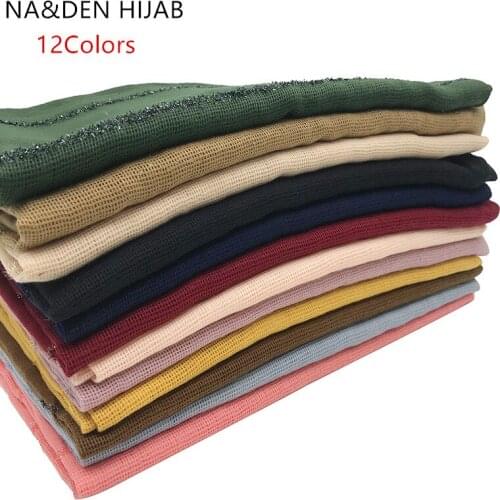 Fashion Glitter long muffler Islamic scarf Ladies shimmer wraps Solid plain shalws Muslim hijab Viscose Women scarves 10pcs/lot