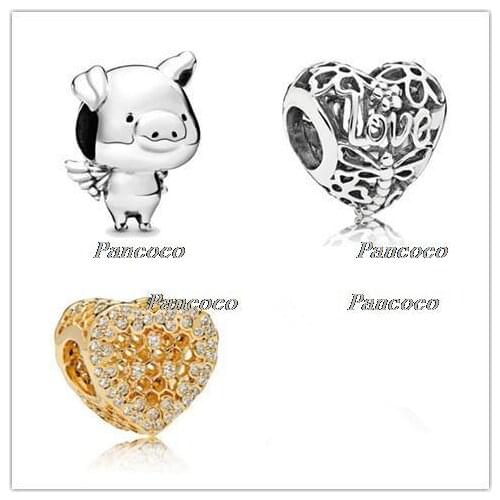 925 Sterling Silver Bead Charm Pippo The Flying Pig Charm Fit Pandora Bracelets & Necklace Women Diy Jewelry