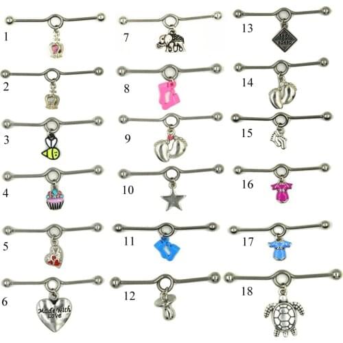 1pc Surgical Steel Crown,Feet,Heart,Star,Tortoise,Elephant Ear Tragus Cartilage Helix Industrial Barbell Piercing EarringJewelry
