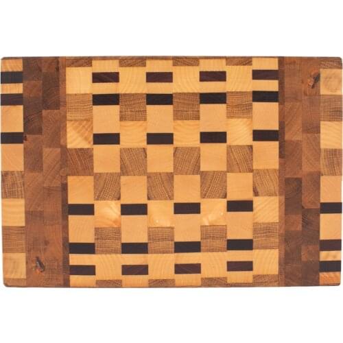 Soandora End Grain Cutting Board Oak Tree Metal Drawers Natural Texture Mixed Pattern
