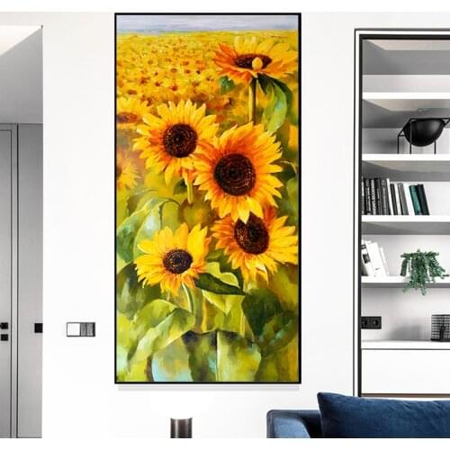 Modern HD Print Sunflower Canvas Paintings Poster and Print Flower Wall Art Pictures Cuadros for Living Room Hallway No Frame