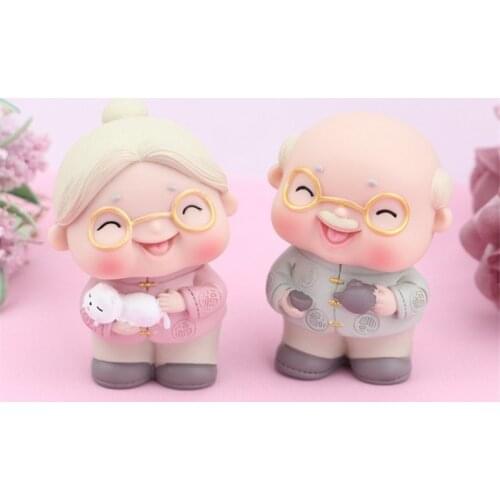 Wedding Decoration Crafts Ornaments Loving Couple Birthday Cake Decor Accessories Creative Cute Old Man Sculpture Car Adornment