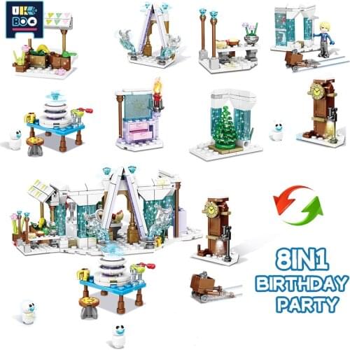 UKBOO 307Pcs Princess Ice Snow Castle Snowman Model Building Blocks City Figures Bricks Educational Toys For Children Girls