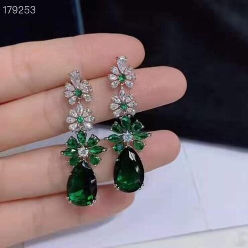 Fashion Jewelry 925 Sterling Earrings Green Crystal Tassel Design Tassel Big Earrings Top Quality Fashion Party Women Jewelry