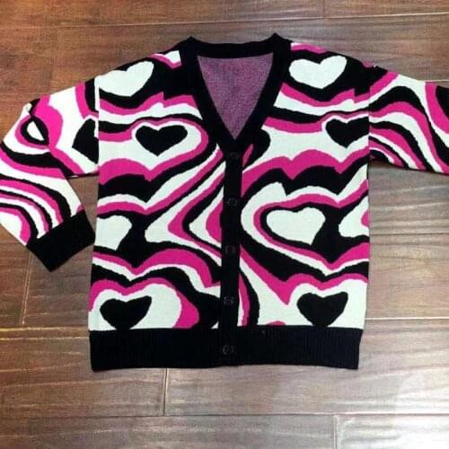 Women Sweater Autumn Cardigan Winter Clothes Loose Casual V-Neck Long Sleeve Sweet Love Knitted Outwear Zaful Pull jerseys mujer