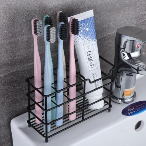 Toothbrush Holder Stainless Steel Multifunction Practical Bathroom Toothpaste Holder Stand Vertical Toothbrush Holder Storage
